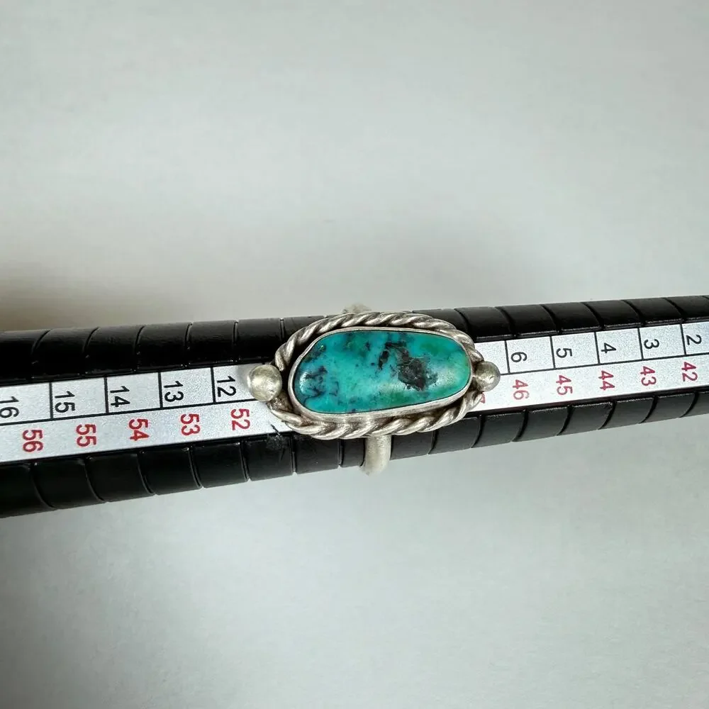 Vintage Navajo Sterling Silver Turquoise Ring 5us Size 3.9g
